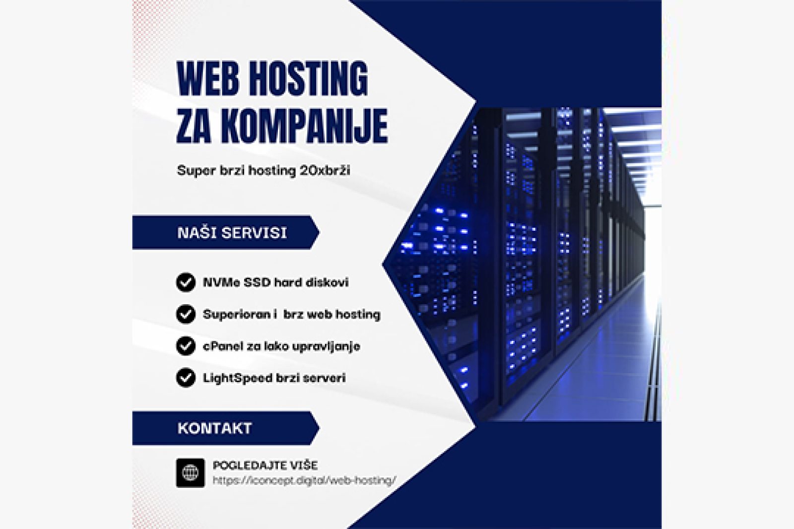 iConcept web hosting – NVMe SSD HDD – najbolje rešenje za web sajt
